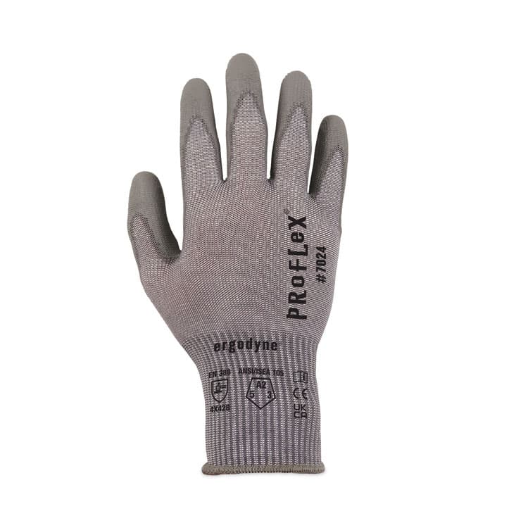 ERGODYNE CORPORATION ProFlex 7024 ANSI A2 PU Coated CR Gloves, EN388: 4X42B, 9" Long, Medium, Gray, Pair (EGO10403)