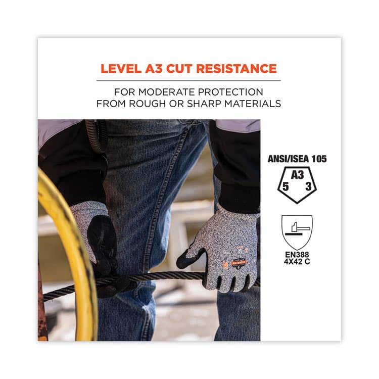 ERGODYNE CORPORATION ProFlex 7031 ANSI A3 Nitrile-Coated CR Gloves, EN388: 4X42C, 10" Long, Large, Gray, 144 Pairs/Carton (EGO17884) thumbnail 4