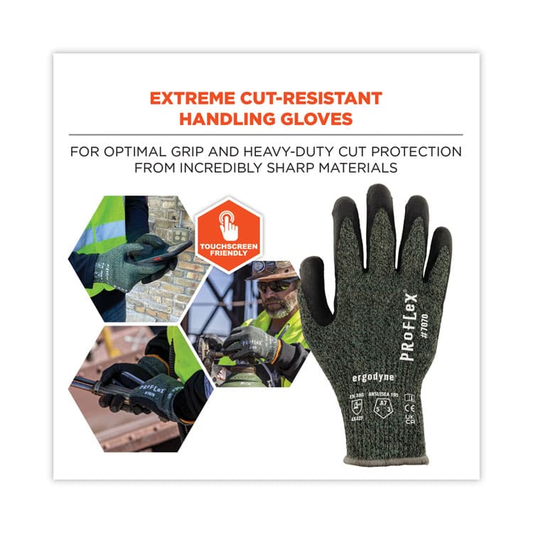 ERGODYNE CORPORATION ProFlex 7070 ANSI A7 Nitrile Coated CR Gloves, EN388: 4X42F, 9" Long, X-Large, Green, 12 Pairs (EGO18035) thumbnail 3