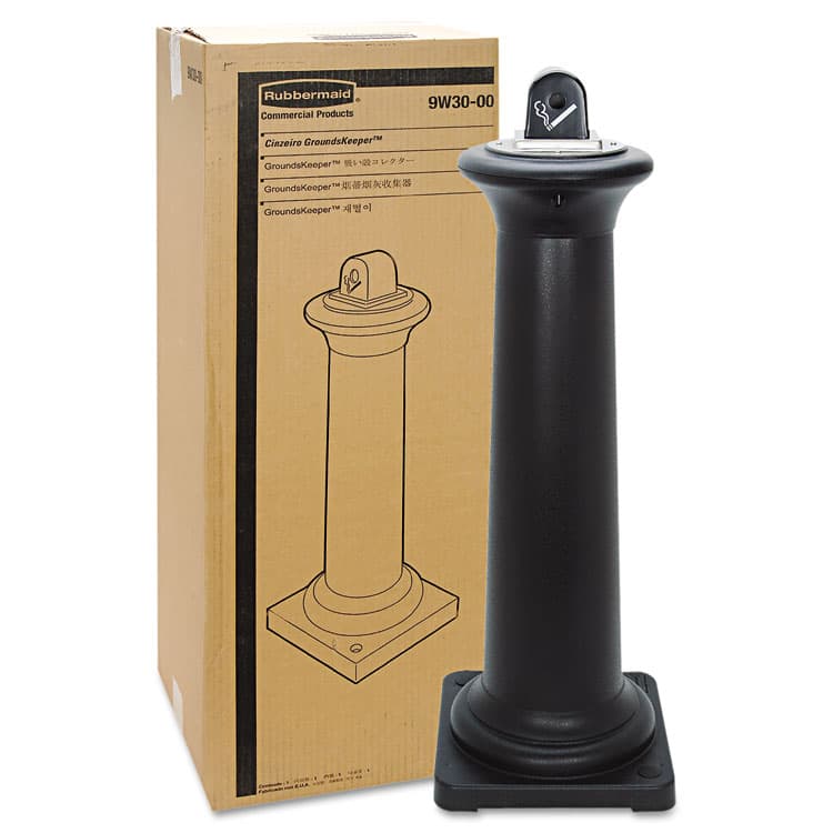 RUBBERMAID COMMERCIAL PROD. GroundsKeeper Tuscan Receptacle, 22.05 gal, 13 dia x 38.38h, Black (RCP9W300BLA) thumbnail 3