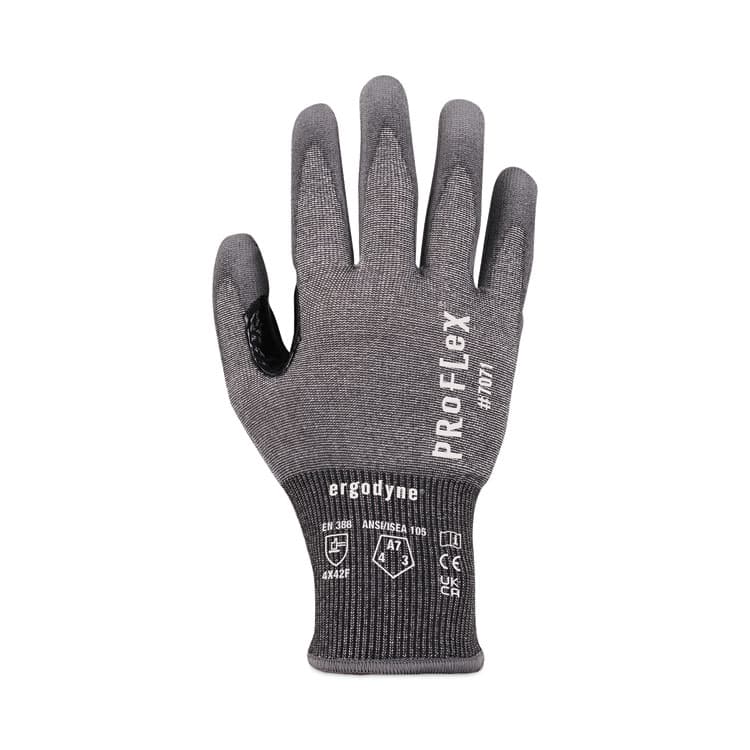 ERGODYNE CORPORATION ProFlex 7071 ANSI A7 PU Coated CR Gloves, EN388: 4X42F, 9" Long, Medium, Gray, 12 Pairs (EGO18063) thumbnail 2
