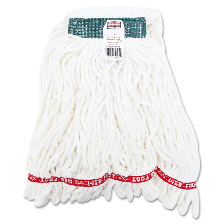 RUBBERMAID COMMERCIAL PROD. Web Foot Shrinkless Looped-End Wet Mop Head, Cotton/Synthetic, Medium, White, 6/Carton (RCPA21206WHICT)