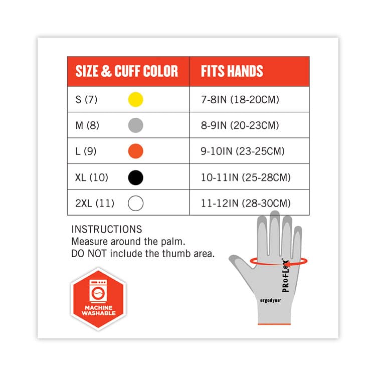 ERGODYNE CORPORATION ProFlex 7030 ANSI A3 PU Coated CR Gloves, EN388: 4X42C, 9" Long, Small, Gray, 12 Pairs (EGO10452) thumbnail 4
