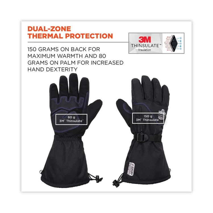 ERGODYNE CORPORATION ProFlex 825WP Thermal Waterproof Winter Work Gloves, X-Large, Black, Pair (EGO17605) thumbnail 2
