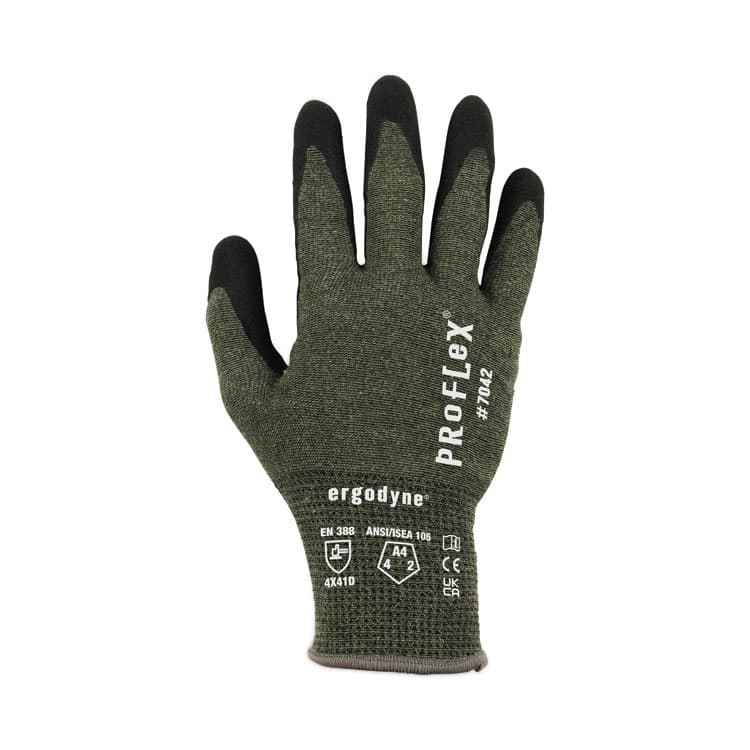 ERGODYNE CORPORATION ProFlex 7042 ANSI A4 Nitrile-Coated CR Gloves, EN388: 4X41D, 9" Long, Medium, Green, 12 Pairs (EGO10333) thumbnail 4