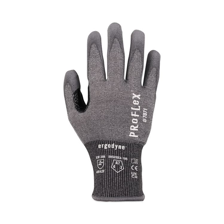 ERGODYNE CORPORATION ProFlex 7071 ANSI A7 PU Coated CR Gloves, EN388: 4X42F, 9" Long, Small, Gray, 12 Pairs (EGO18062) thumbnail 3