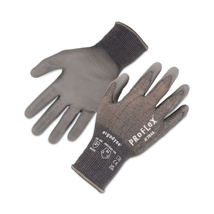ERGODYNE CORPORATION ProFlex 7044 ANSI A4 PU Coated CR Gloves, EN388: 4X42D, 9" Long, Medium, Gray, Pair (EGO10493)