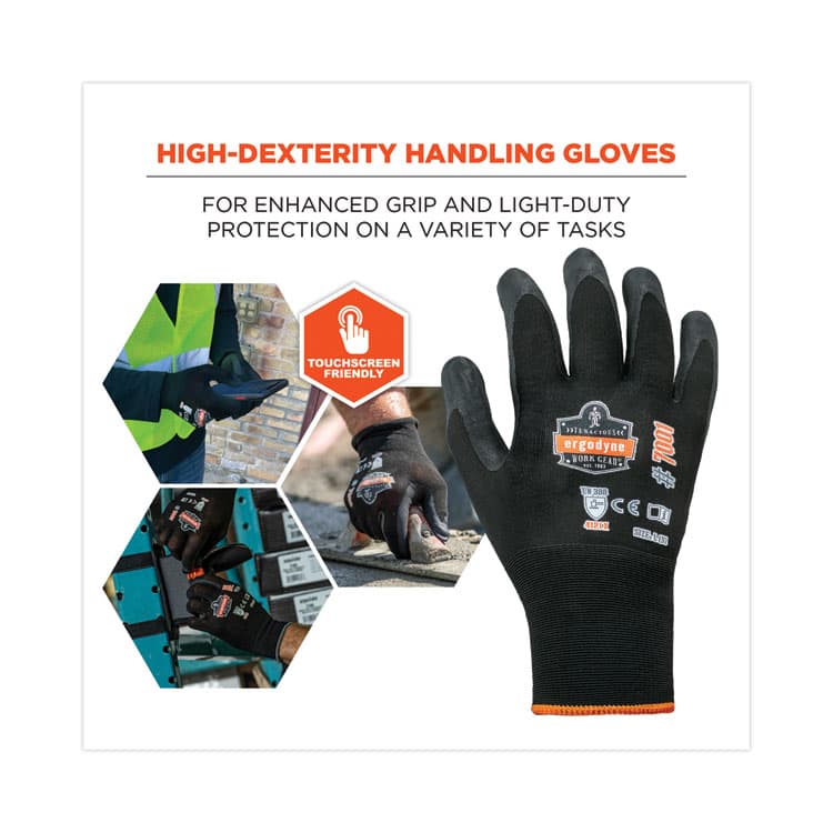 ERGODYNE CORPORATION ProFlex 7001 Nitrile-Coated Gloves, EN388: 4121X, 9" Long, Large, Black, 144 Pairs/Carton (EGO17854) thumbnail 4