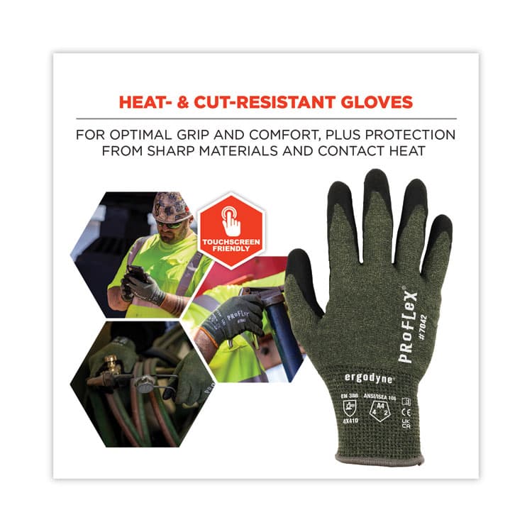 ERGODYNE CORPORATION ProFlex 7042 ANSI A4 Nitrile-Coated CR Gloves, EN388: 4X41D, 9" Long, X-Large, Green, 12 Pairs (EGO10335) thumbnail 3