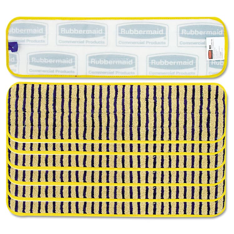 RUBBERMAID COMMERCIAL PROD. Microfiber Scrubber Pad, Vertical Polyprolene Stripes, 18", Yellow, 6/Carton (RCPQ810YEL) thumbnail 3