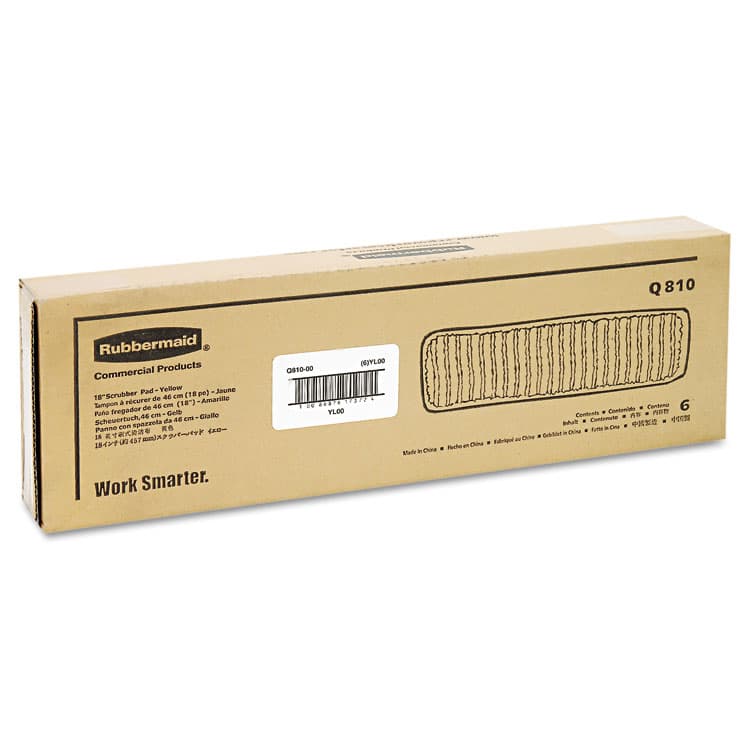 RUBBERMAID COMMERCIAL PROD. Microfiber Scrubber Pad, Vertical Polyprolene Stripes, 18", Yellow, 6/Carton (RCPQ810YEL) thumbnail 2