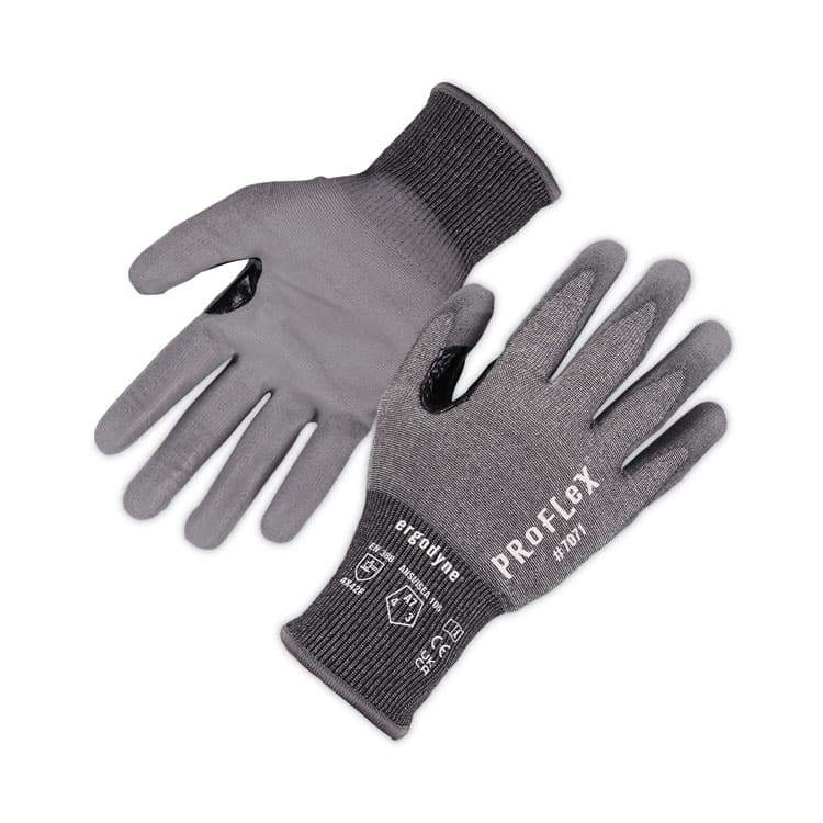 ERGODYNE CORPORATION ProFlex 7071 ANSI A7 PU Coated CR Gloves, EN388: 4X42F, 9" Long, Large, Gray, 12 Pairs (EGO18064)