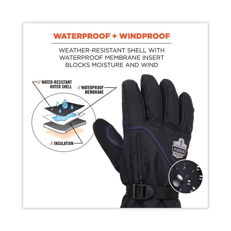ERGODYNE CORPORATION ProFlex 825WP Thermal Waterproof Winter Work Gloves, Large, Black, Pair (EGO17604) thumbnail 3