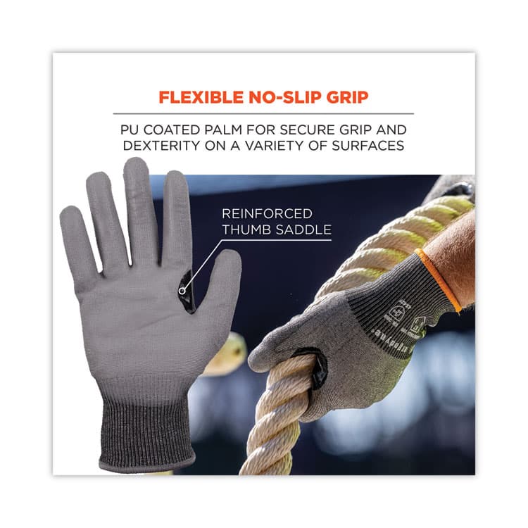 ERGODYNE CORPORATION ProFlex 7071 ANSI A7 PU Coated CR Gloves, EN388: 4X42F, 9" Long, XX-Large, Gray, Pair (EGO18076) thumbnail 2