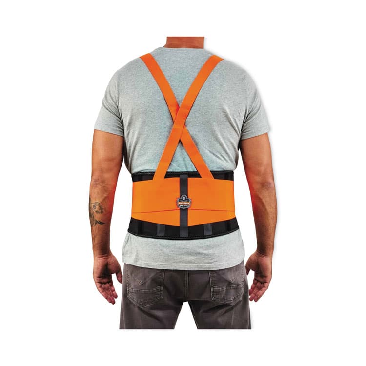 ERGODYNE CORPORATION ProFlex 100HV Economy Hi-Vis Spandex Back Support Brace, Large, 34" to 38" Waist, Black/Orange (EGO11884) thumbnail 2