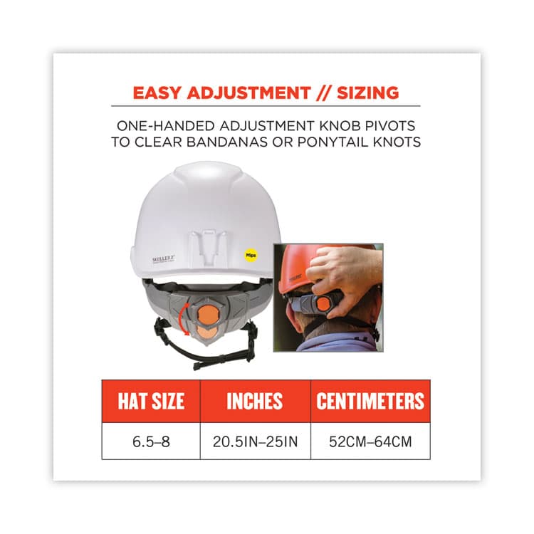 ERGODYNE CORPORATION Skullerz 8974-MIPS Class E Safety Helmet with MIPS Elevate Ratchet Suspension, White (EGO60254) thumbnail 4