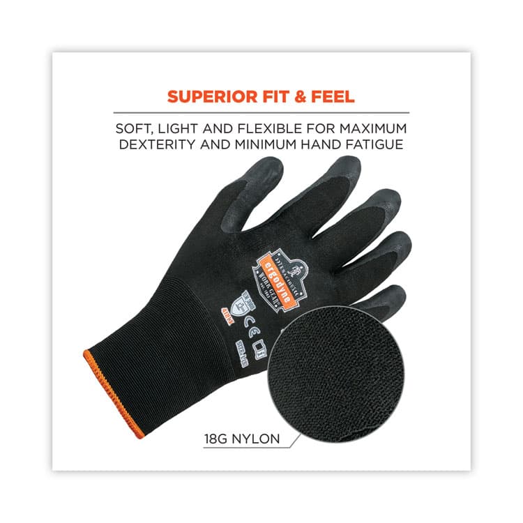 ERGODYNE CORPORATION ProFlex 7001 Nitrile-Coated Gloves, EN388: 4121X, 9" Long, Large, Black, Pair (EGO17954) thumbnail 4
