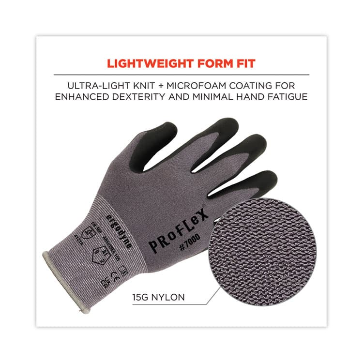 ERGODYNE CORPORATION ProFlex 7000 Nitrile-Coated Gloves Microfoam Palm, EN388: 4121A, 9" Long, Large, Gray, Pair (EGO10374) thumbnail 3