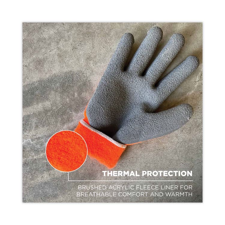 ERGODYNE CORPORATION ProFlex 7401-CASE Coated Lightweight Winter Gloves, EN388: 2131X, 9" Long, Large, Orange, 144 Pairs/Carton (EGO17894) thumbnail 3