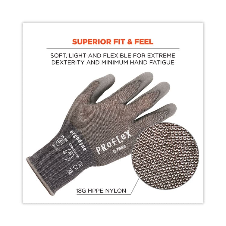 ERGODYNE CORPORATION ProFlex 7044 ANSI A4 PU Coated CR Gloves, EN388: 4X42D, 9" Long, XX-Large, Gray, Pair (EGO10496) thumbnail 4