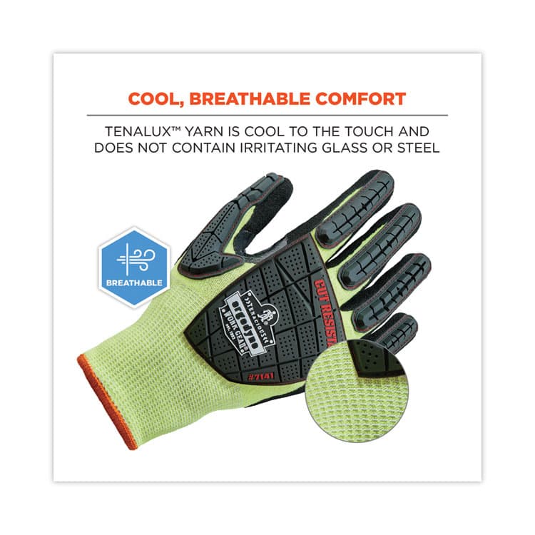 ERGODYNE CORPORATION ProFlex 7141 ANSI A4 DIR Nitrile-Coated CR Gloves, EN388: 4X42DP, 9" Long, Small, Lime, Pair (EGO17912) thumbnail 2