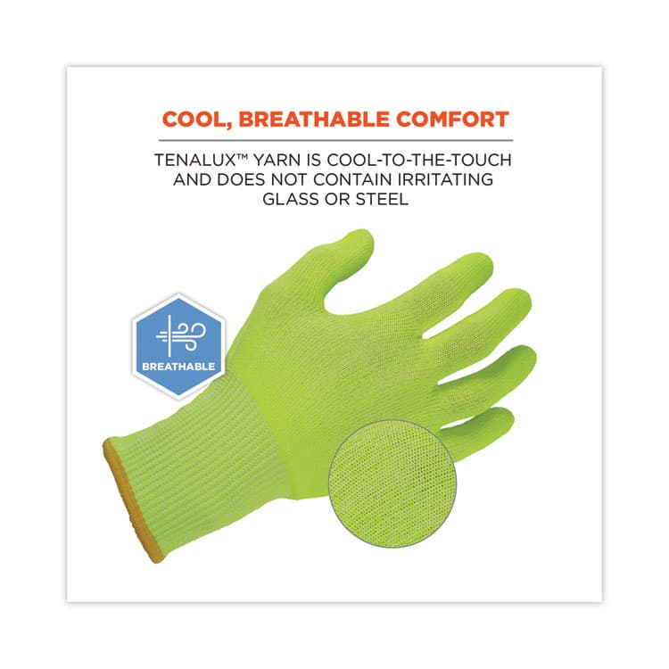 ERGODYNE CORPORATION ProFlex 7040 ANSI A4 CR Food Grade Gloves, EN388: 2X4XD, Reversible, 10.5" Long, Medium, Lime, 144 Pairs/Carton (EGO18023) thumbnail 4