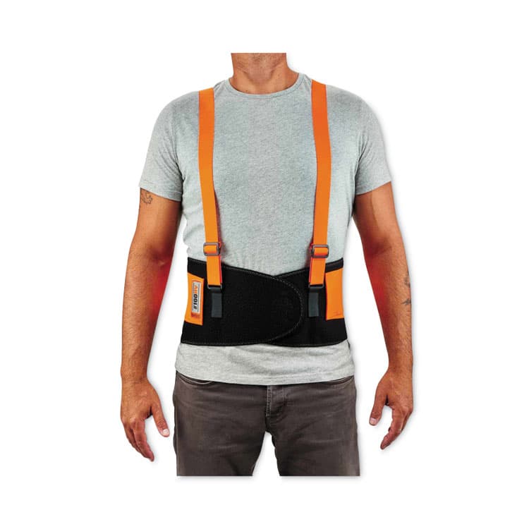 ERGODYNE CORPORATION ProFlex 100HV Economy Hi-Vis Spandex Back Support Brace, X-Large, 38" to 42" Waist, Black/Orange (EGO11885) thumbnail 4