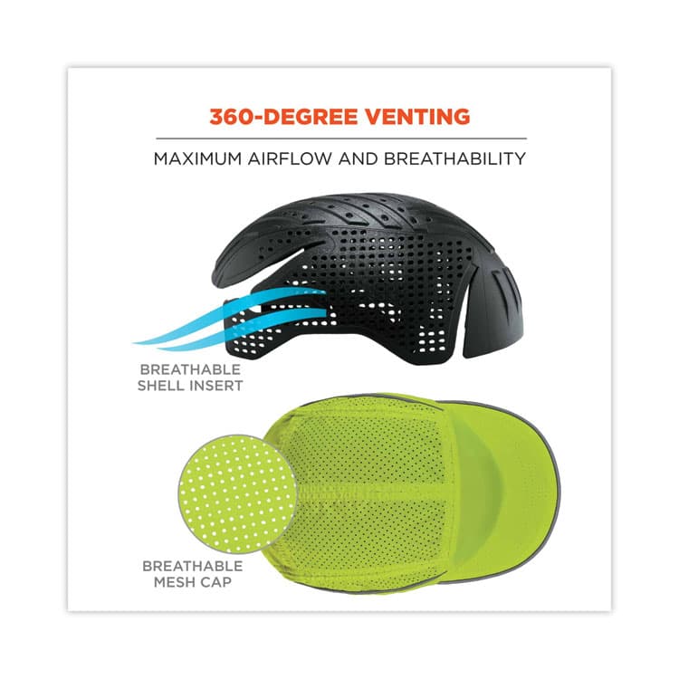 ERGODYNE CORPORATION Skullerz 8955 Lightweight Bump Cap Hat, Long Brim, Lime (EGO23352) thumbnail 2