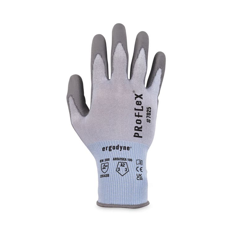 ERGODYNE CORPORATION ProFlex 7025 ANSI A2 PU Coated CR Gloves, EN388: 2X42B, 9" Long, Large, Blue, 12 Pairs (EGO10424) thumbnail 4