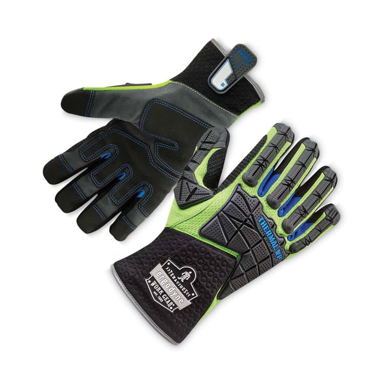 ERGODYNE CORPORATION ProFlex 925WP Performance Dorsal Impact-Reducing Thermal Waterproof Gloves, EN388: 3323XP, Medium, Black/Lime, Pair (EGO18103)