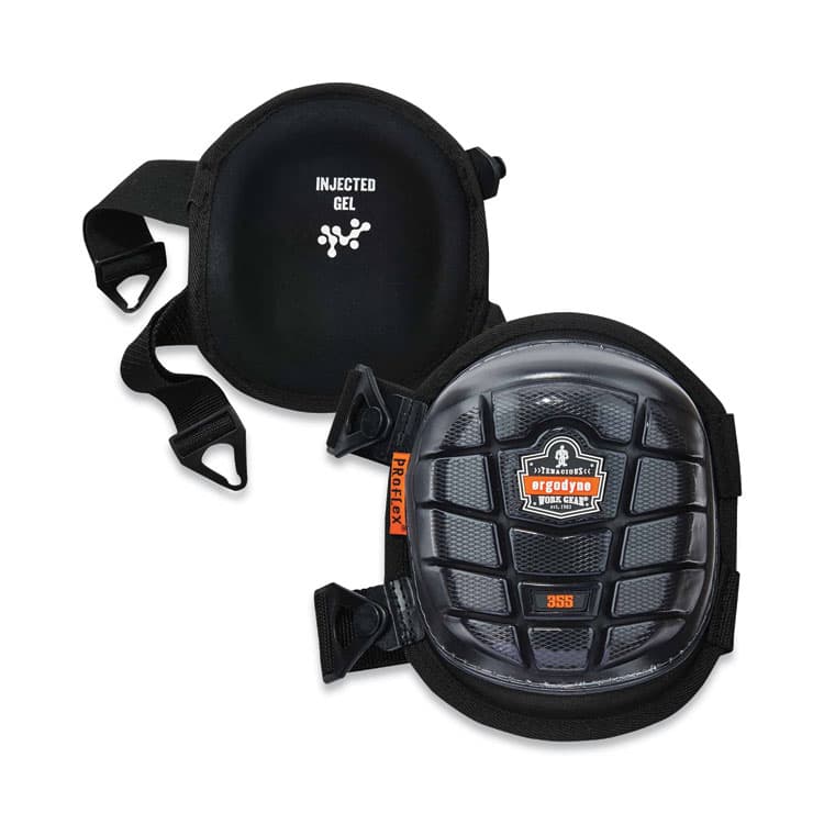 ERGODYNE CORPORATION ProFlex 355 Injected Gel Knee Pads, Short Cap, Buckle Closure, One Size Fits Most, Black, Pair (EGO18455)
