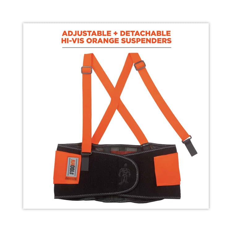 ERGODYNE CORPORATION ProFlex 100HV Economy Hi-Vis Spandex Back Support Brace, Large, 34" to 38" Waist, Black/Orange (EGO11884) thumbnail 4