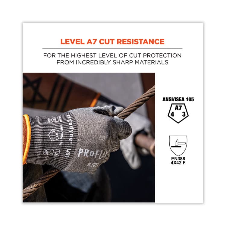 ERGODYNE CORPORATION ProFlex 7071 ANSI A7 PU Coated CR Gloves, EN388: 4X42F, 9" Long, Large, Gray, Pair (EGO18074) thumbnail 4