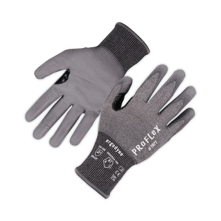 ERGODYNE CORPORATION ProFlex 7071 ANSI A7 PU Coated CR Gloves, EN388: 4X42F, 9" Long, Small, Gray, Pair (EGO18072)