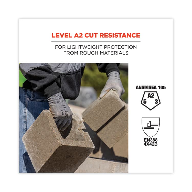 ERGODYNE CORPORATION ProFlex 7024 ANSI A2 PU Coated CR Gloves, EN388: 4X42B, 7" Long, Small, Gray, Pair (EGO10402) thumbnail 3