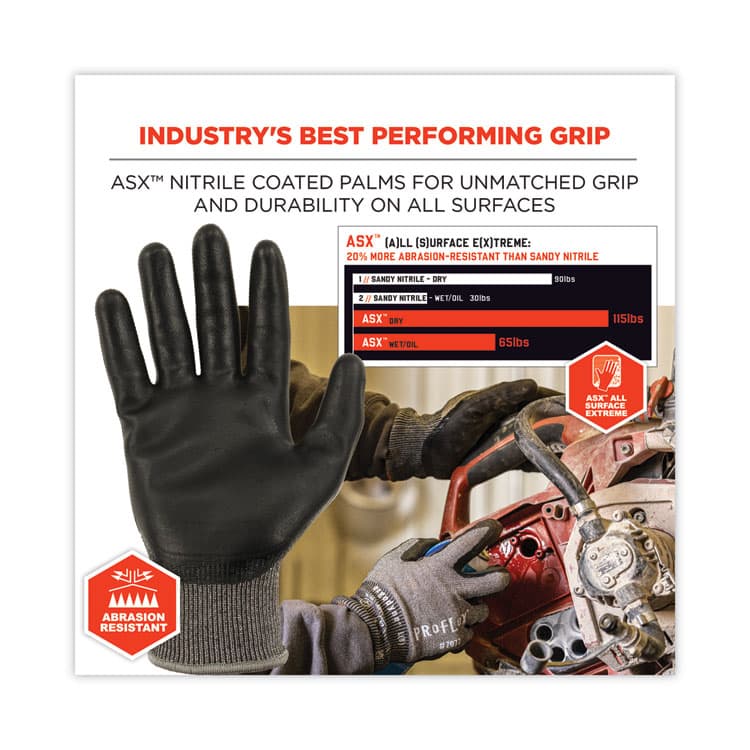ERGODYNE CORPORATION ProFlex 7072 ANSI A7 Nitrile-Coated CR Gloves, EN388: 4X44F, 9" Long, XX-Large, Gray, Pair (EGO10316) thumbnail 4