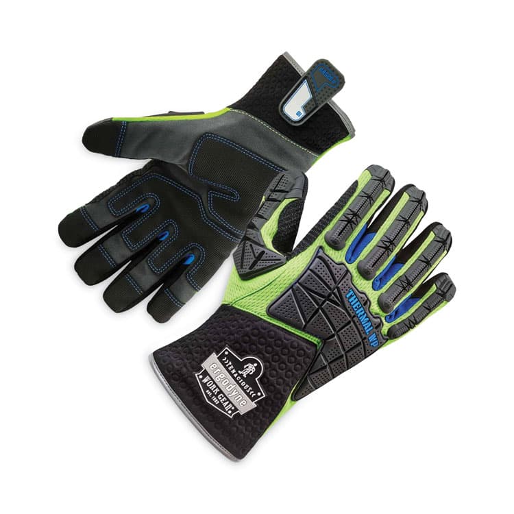 ERGODYNE CORPORATION ProFlex 925WP Performance Dorsal Impact-Reducing Thermal Waterproof Gloves, EN388: 3323XP, Small, Black/Lime, Pair (EGO18102)
