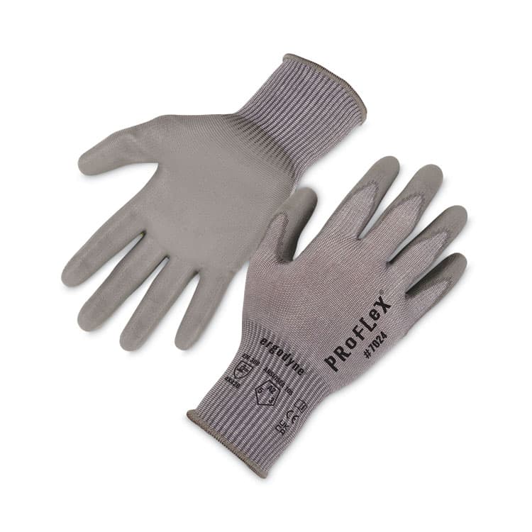 ERGODYNE CORPORATION ProFlex 7024 ANSI A2 PU Coated CR Gloves, EN388: 4X42B, 9" Long, Small, Gray, 12 Pairs (EGO10392)