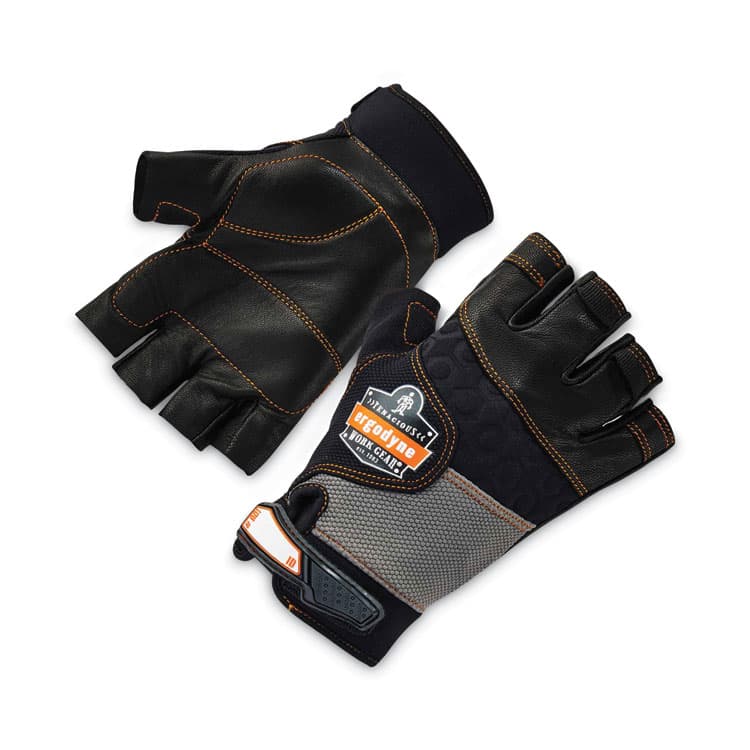 ERGODYNE CORPORATION ProFlex 901 Half-Finger Leather Impact Gloves, EN388: 3122X, Medium, Black, Pair (EGO17783)
