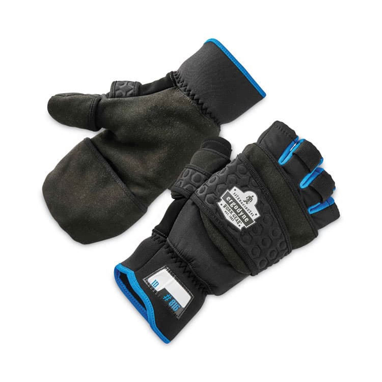 ERGODYNE CORPORATION ProFlex 816 Thermal Flip-Top Gloves, EN388: 3423X, 9" Long, XX-Large, Black, Pair (EGO17346)
