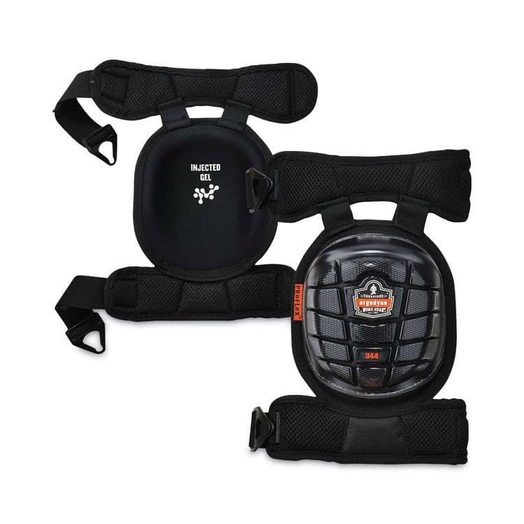 ERGODYNE CORPORATION ProFlex 344 Injected Gel Knee Pads With Comfort Straps, Short Cap, Buckle Closure, Black, Pair (EGO18444)