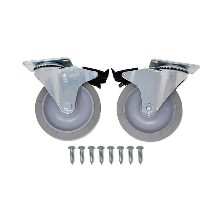 RUBBERMAID COMMERCIAL PROD. Caster Kit for Mega BRUTE Mobile Collector, Swivel Mount Plate, 5" Wheel, Black, 2/Set (SGSFG9W71L1GRAY)