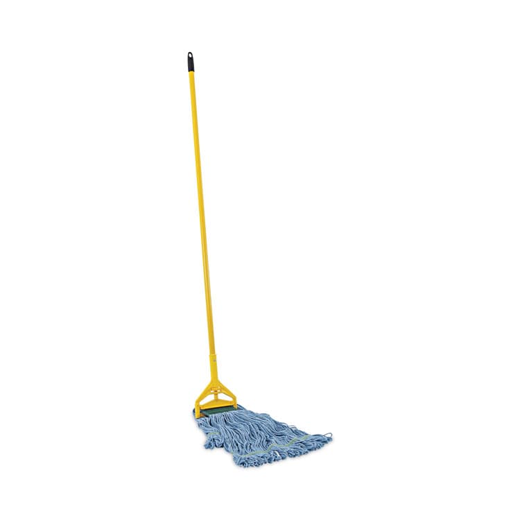 BOARDWALK Looped End Mop Kit, Medium Blue Cotton/Rayon/Synthetic Head, 60" Yellow Metal/Polypropylene Handle (BWK400MBC) thumbnail 4