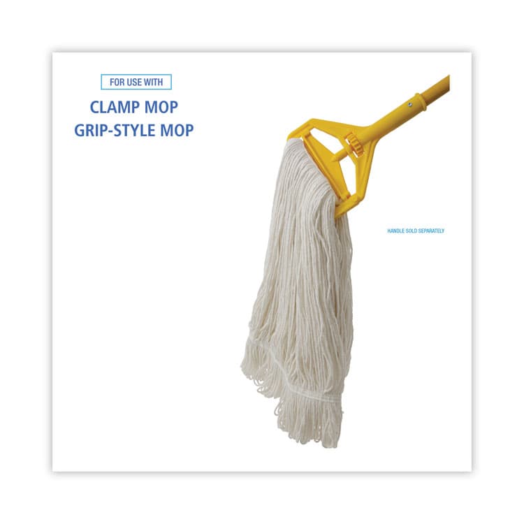 BOARDWALK Pro Loop Web/Tailband Wet Mop Head, Rayon, 24 oz, White, 12/Carton (BWK424RCT) thumbnail 3