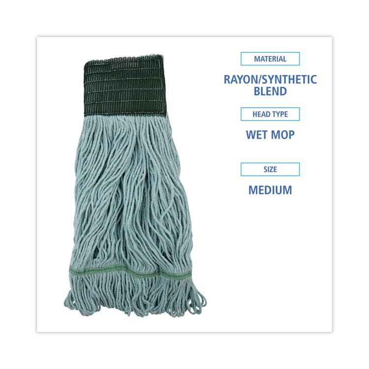 BOARDWALK EchoMop with Looped-End Wet Head, Cotton/Rayon/Synthetic, Medium, Blue, 12/Carton (BWK1400MCT) thumbnail 2