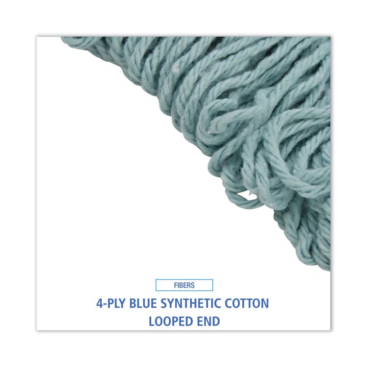 BOARDWALK EchoMop with Looped-End Wet Head, Cotton/Rayon/Synthetic, Medium, Blue, 12/Carton (BWK1400MCT) thumbnail 4