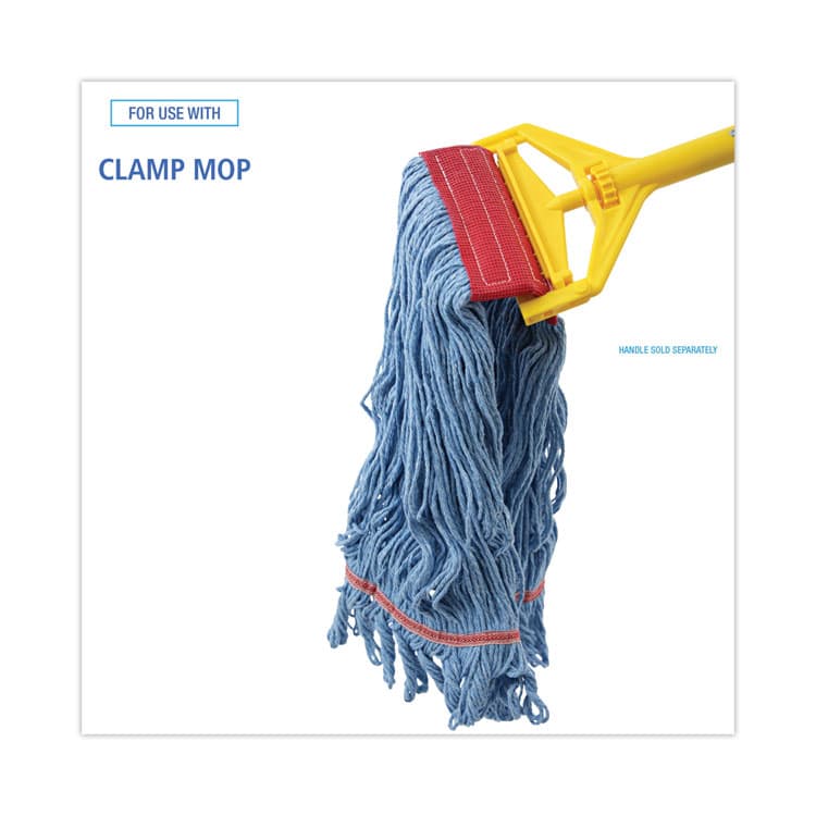 BOARDWALK Pro Loop Web/Tailband Mop Head, Cotton/Polyester/Rayon, Large, Blue, 12/Carton (BWK1800LBDZ) thumbnail 3