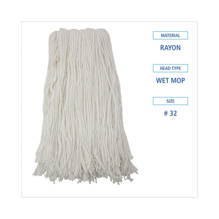 BOARDWALK Cut-End Wet Mop Head, Rayon, #32, White (BWK2032R) thumbnail 2