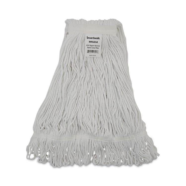 BOARDWALK Pro Loop Web/Tailband Wet Mop Head, Rayon, #24 Size, White, 12/Carton (BWK4024RCT)
