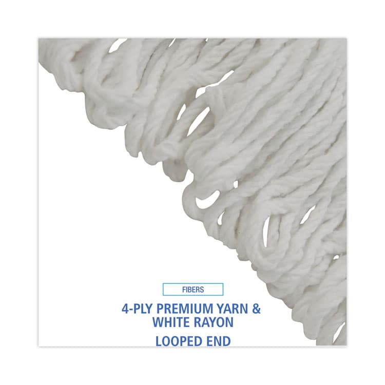 BOARDWALK Pro Loop Web/Tailband Wet Mop Head, Rayon, #24 Size, White, 12/Carton (BWK4024RCT) thumbnail 4